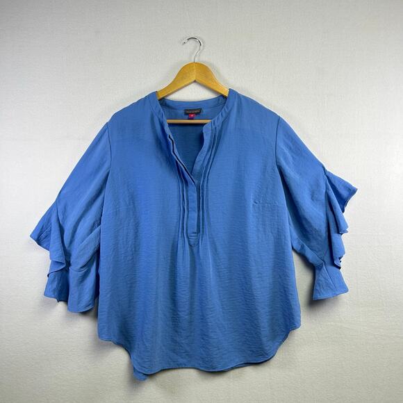 Woman's Vince Camino Blue Blouse Top - Size 1X Boho Chic Feminine - Picture 1 of 10